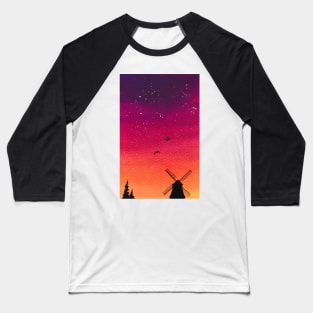 Windmill sunset Baseball T-Shirt